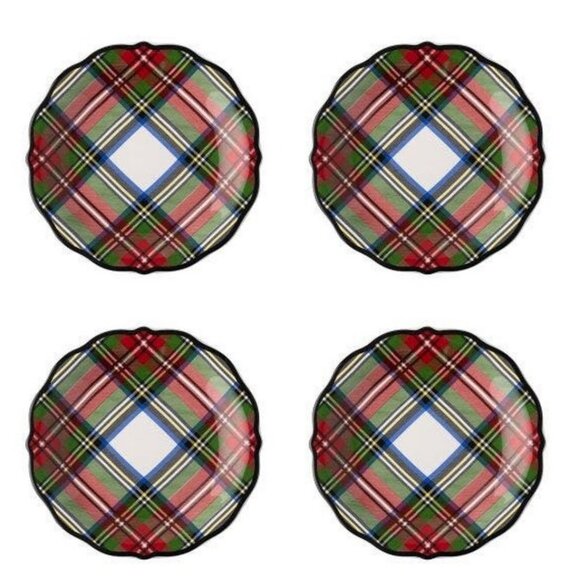 Juliska Stewart Tartan Cocktail Plates Set of 4 - Picture 1 of 7
